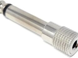 3.5mm Stereo Jack Socket to 6.35mm 1/4 inch Stereo Male Plug Adapter Silver