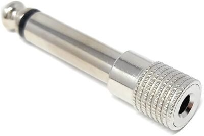 3.5mm Stereo Jack Socket to 6.35mm 1/4 inch Stereo Male Plug Adapter Silver