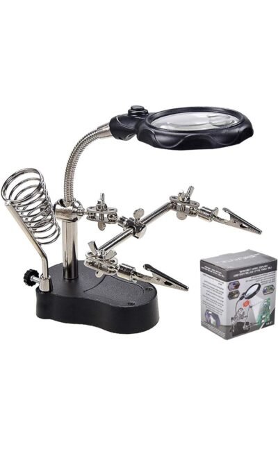 Magnifier With LED & Alligators Holders & Solder Iron Stand (TE-801)