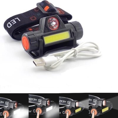 USB Rechargeable Headlamp Flashlight LED 2 Mode XPE & COB