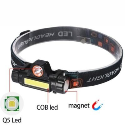 USB Rechargeable Headlamp Flashlight LED 2 Mode XPE & COB - Image 4