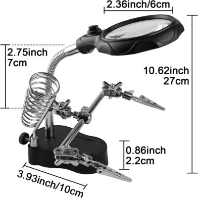Magnifier With LED & Alligators Holders & Solder Iron Stand (TE-801) - Image 2