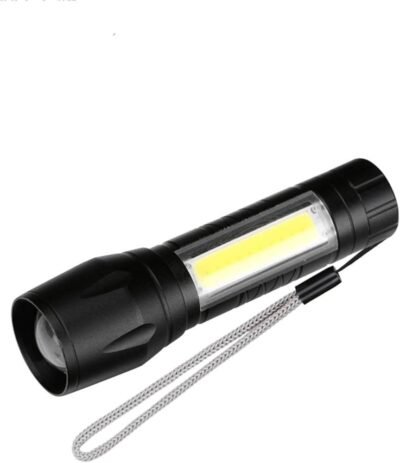 High Power Led Torch Light with USB Rechargeable (Black, Metal) - Image 2