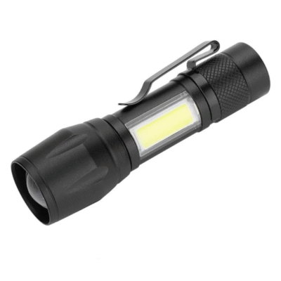 High Power Led Torch Light with USB Rechargeable (Black, Metal) - Image 3