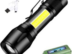High Power Led Torch Light with USB Rechargeable (Black, Metal)