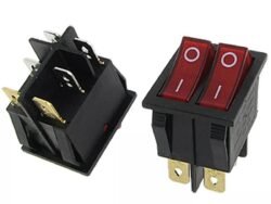 Double Red Light Illuminated 6 Pin SPST ON/OFF Snap IN Boat Rocker Switch