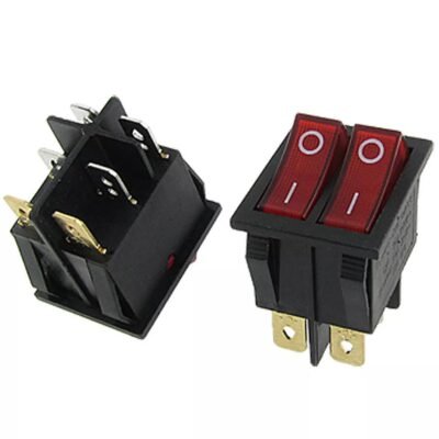 Double Red Light Illuminated 6 Pin SPST ON/OFF Snap IN Boat Rocker Switch